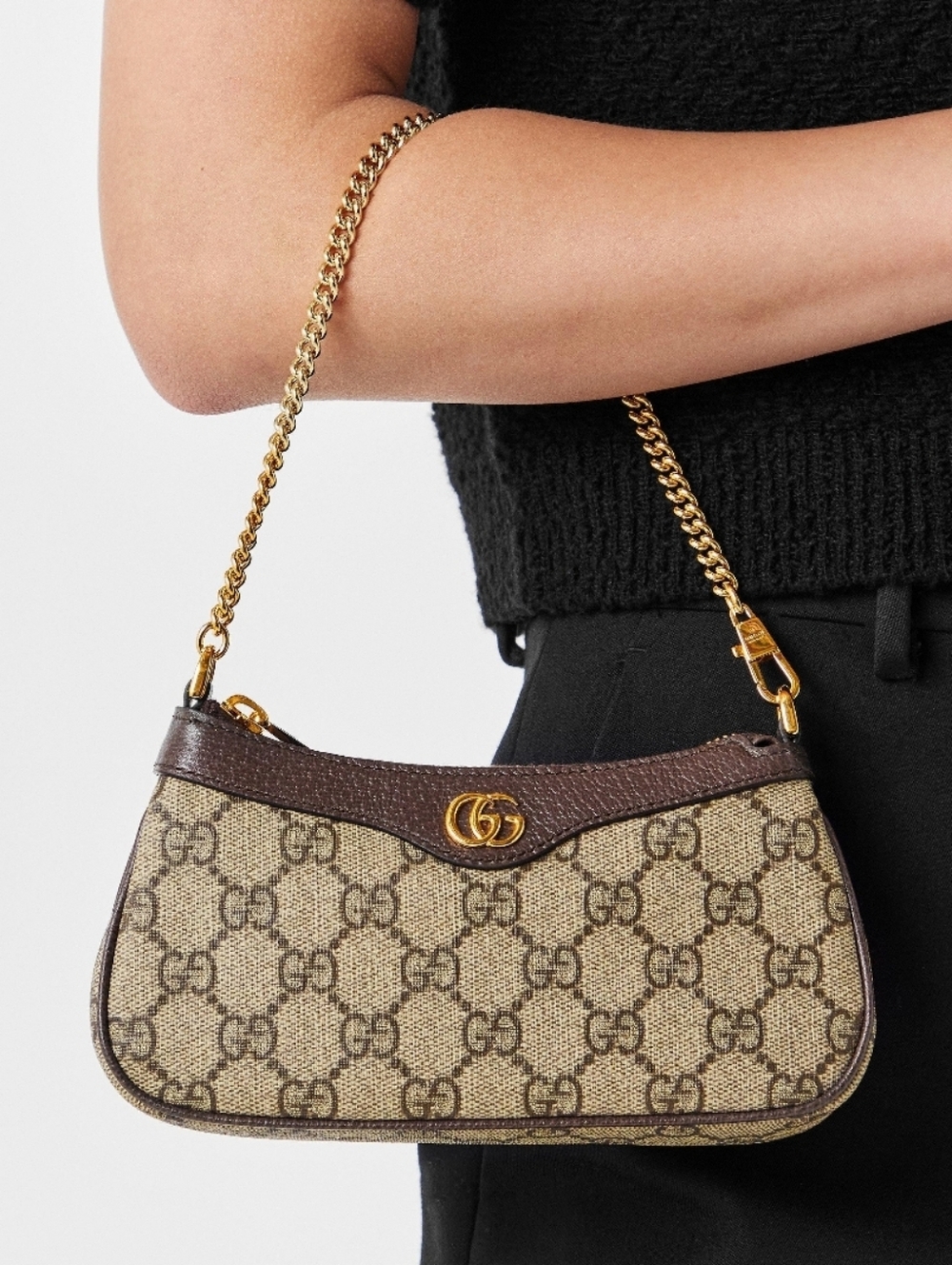 Super Netural Natural Brown Monogram Crossbody Bag with Gold Chain Strap Mini - Picture 11 of 13